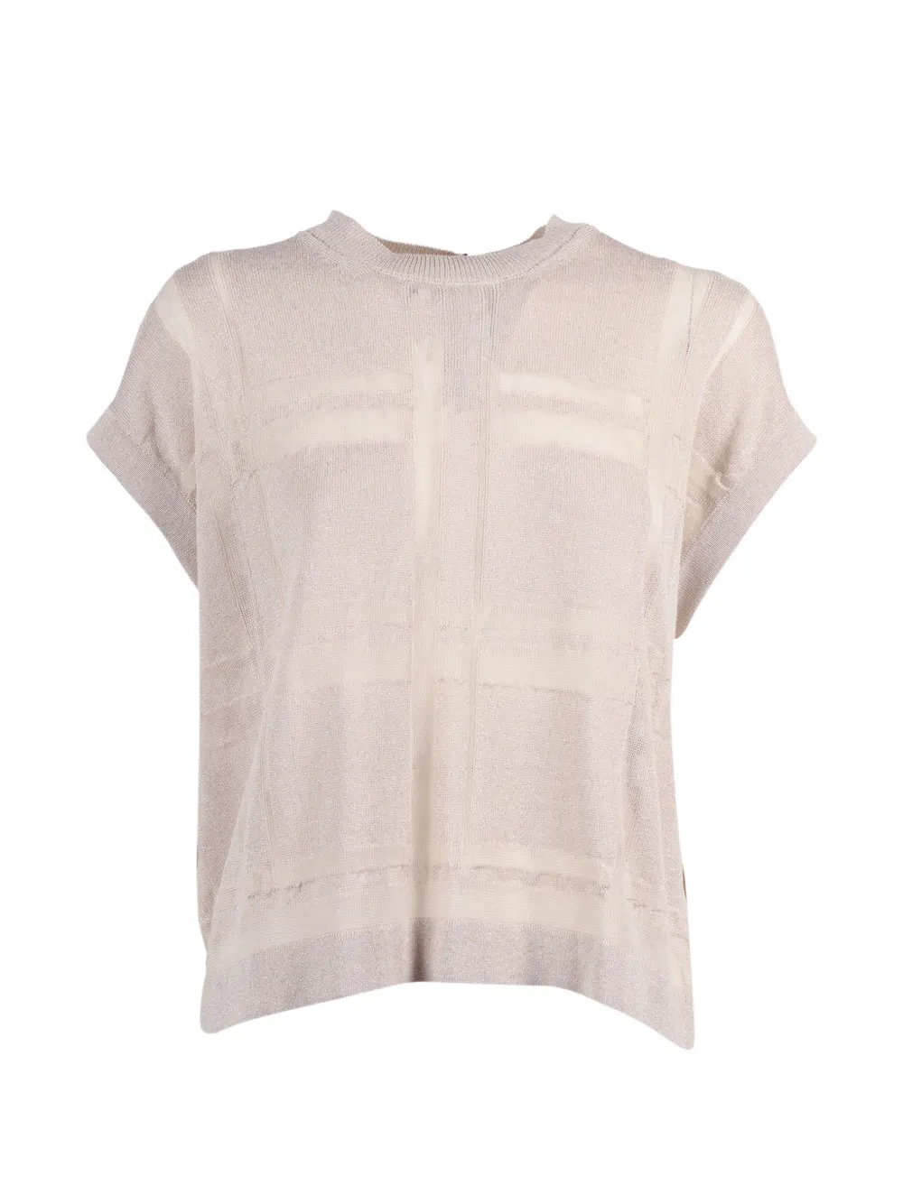 Peserico check-pattern metallic-thread top - Toni neutri