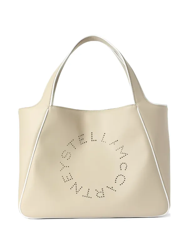 Stella McCartney Logo Contrast-piping Tote Bag in Neutrals