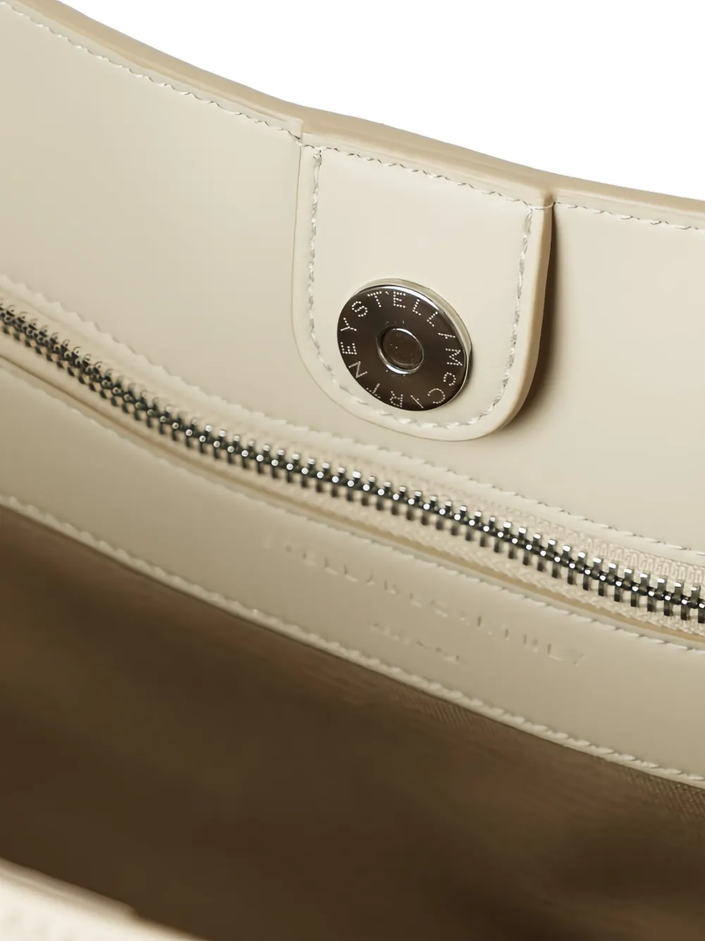 Stella McCartney Shopper met contrasterende afwerking en logo Beige