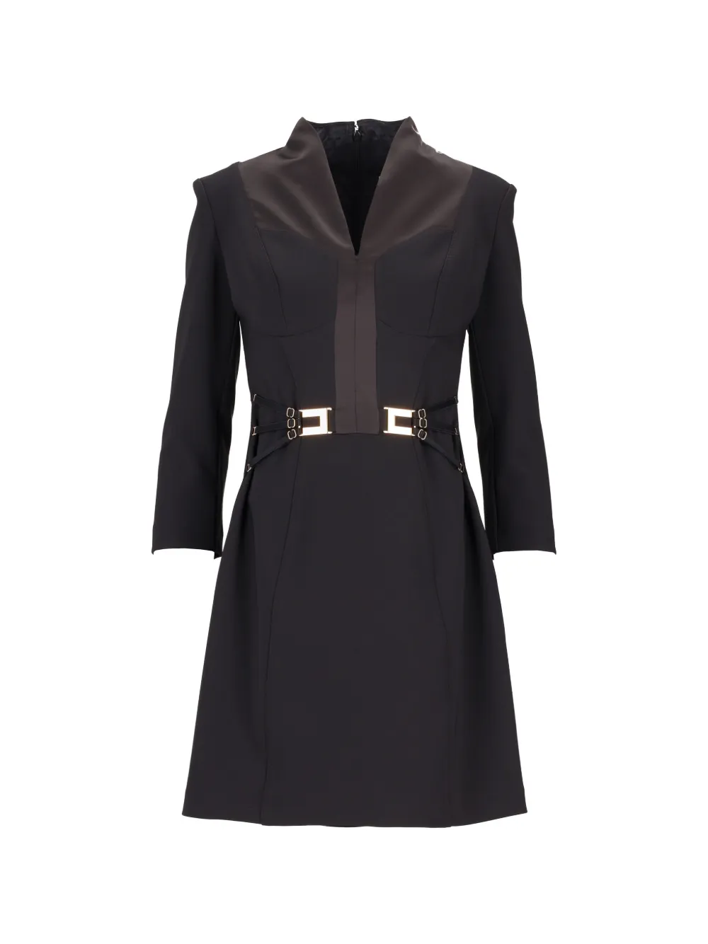Elisabetta Franchi gold-tone buckle dress - Nero