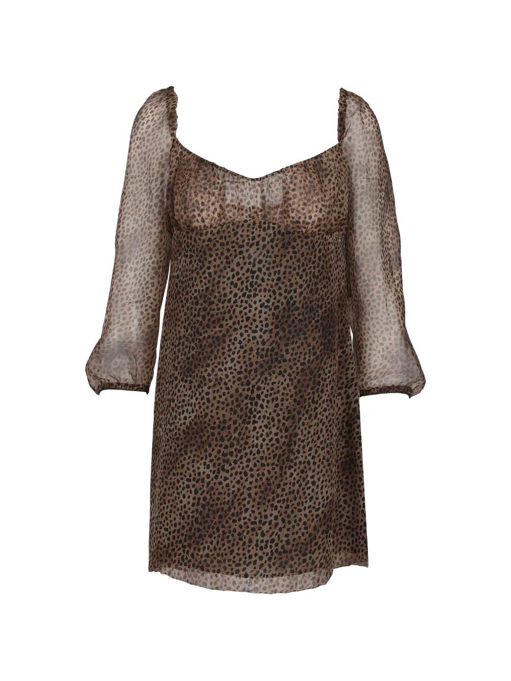 Saint Laurent leopard-print mini dress - Brown
