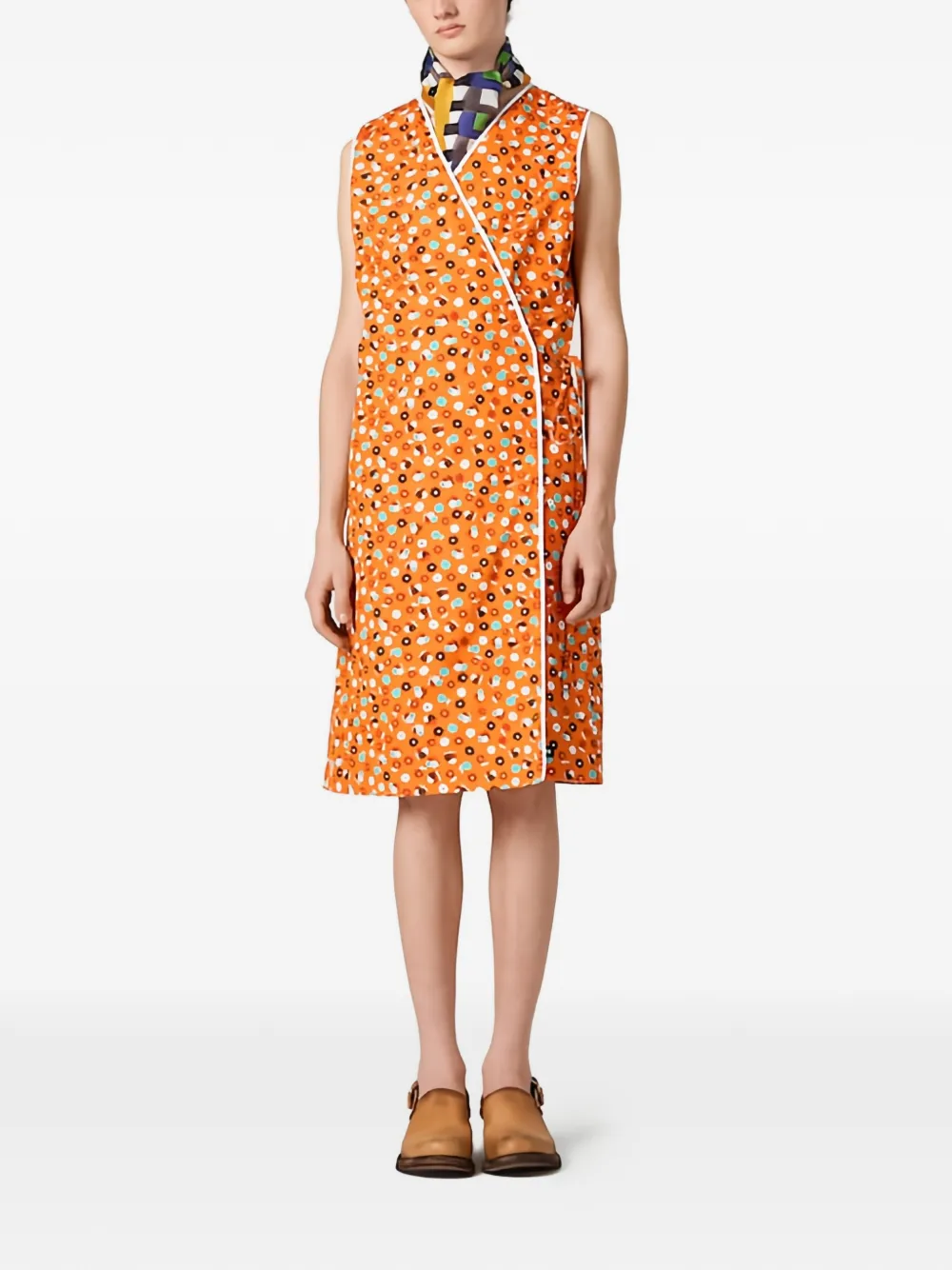 Miu Miu Abito midi a fiori - Arancione