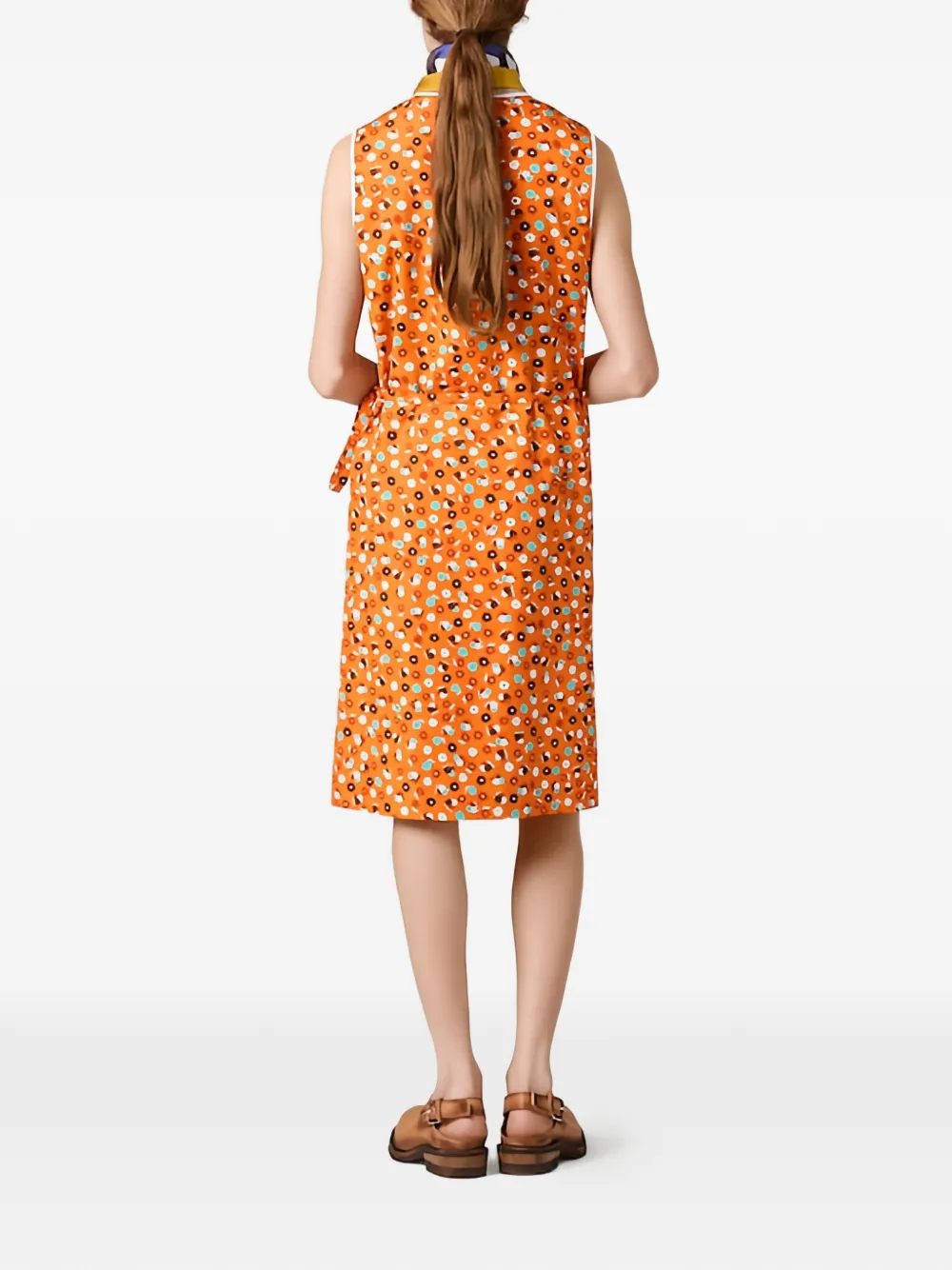 Miu Midi-jurk met bloemdetail Oranje