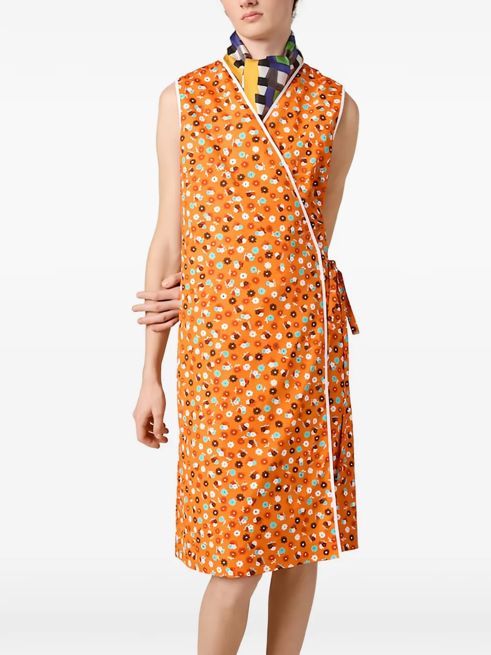 Miu Midi-jurk met bloemdetail Oranje