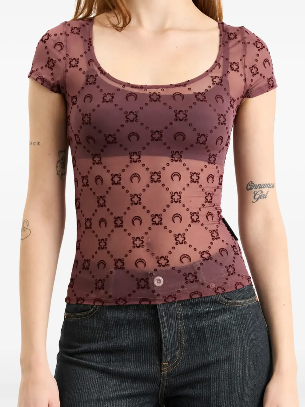 Marine Serre Moonogram mesh flock T-shirt