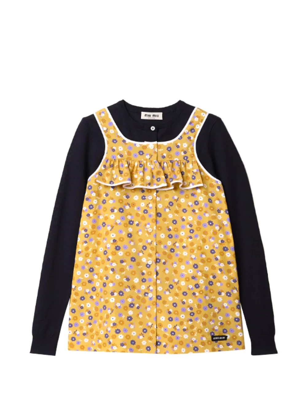 Miu Miu Top a fiori con ruches - Giallo
