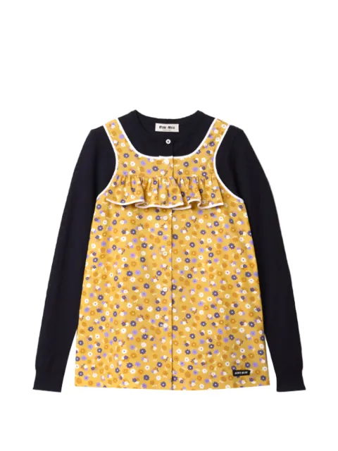 Miu Miu flæset top med blomstertryk