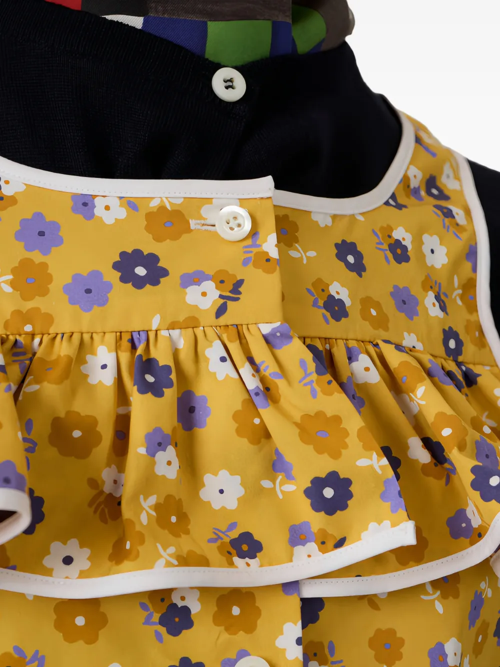  Miu Miu Floral-print Ruffled Top - Yellow 