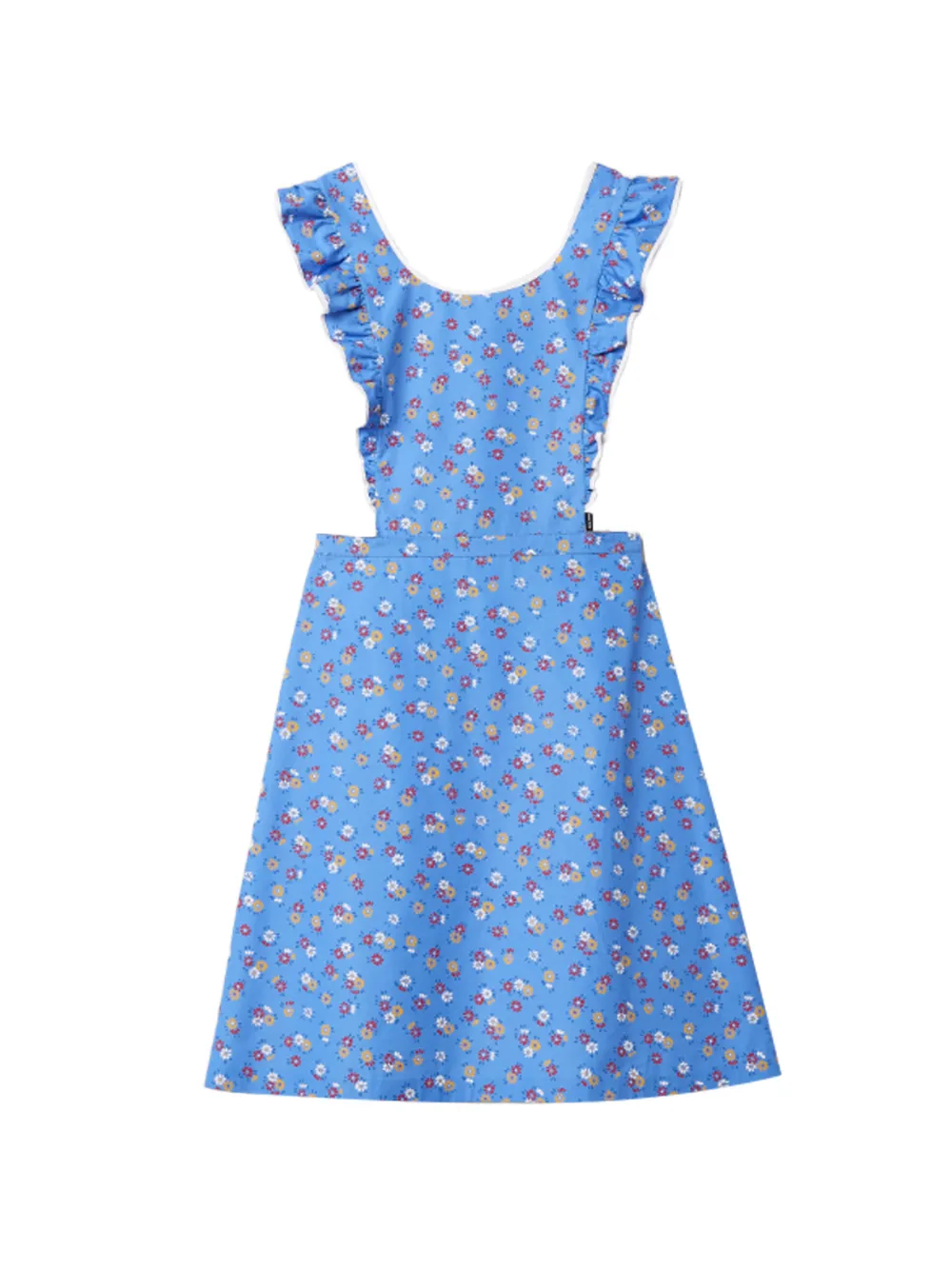 Miu Miu Gerüschtes Midikleid mit Blumen-Print - Blau