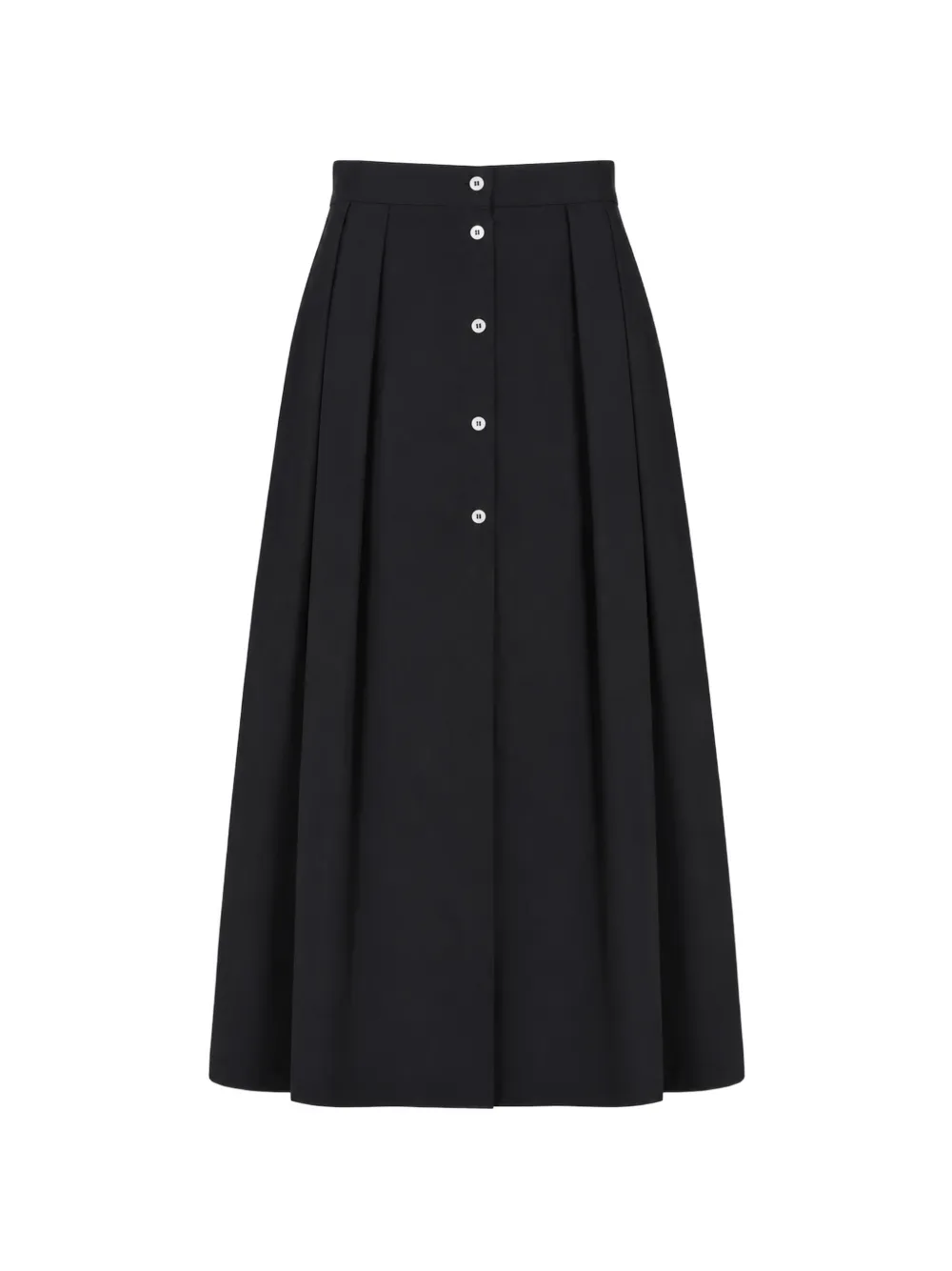 La-Rose midi button-front pleated skirt - Nero