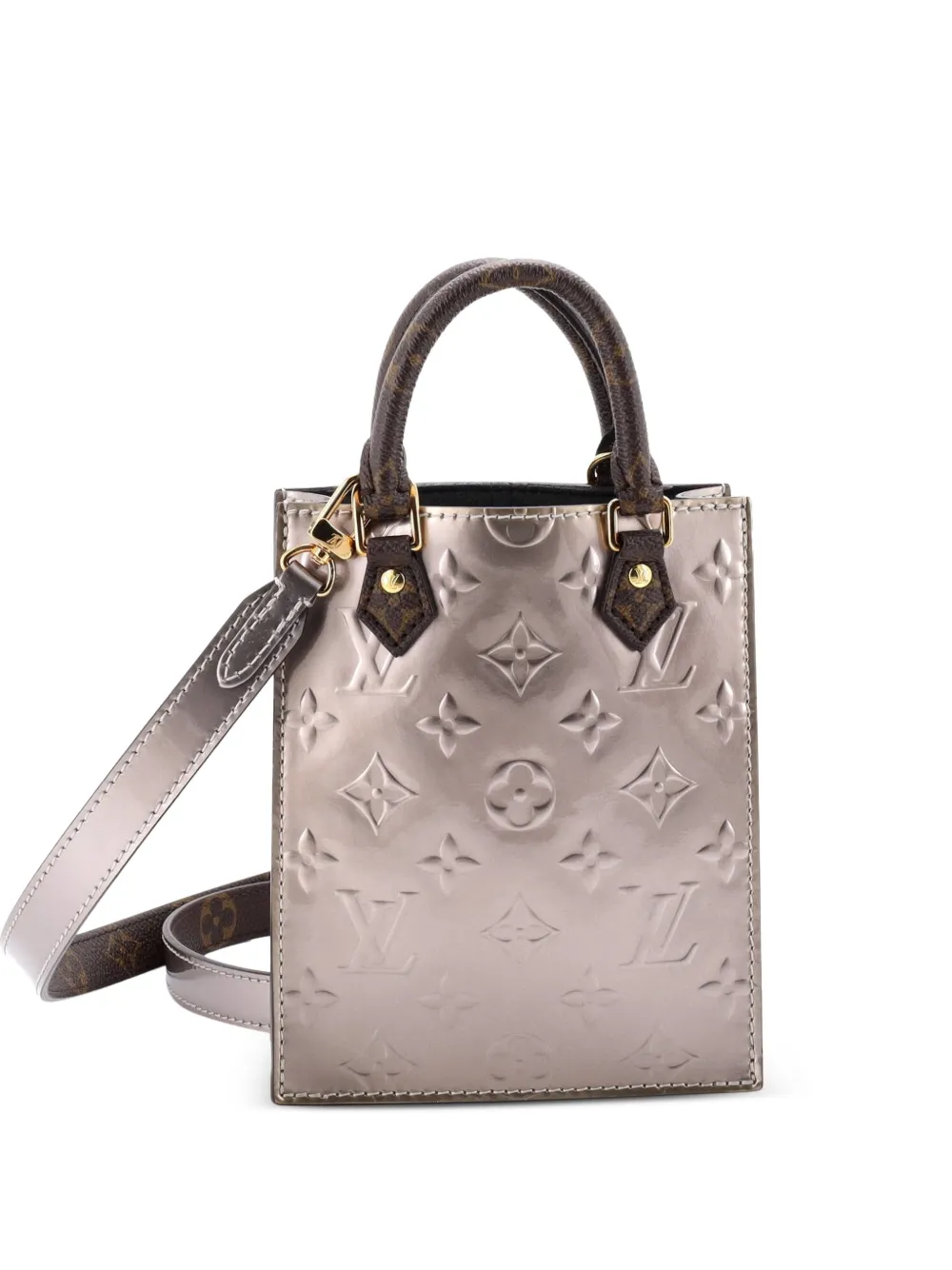 Louis Vuitton Pre-Owned Petit Sac Plat Bag Monogram Vernis with Monogram Canvas crossbody bag - Effetto metallizzato