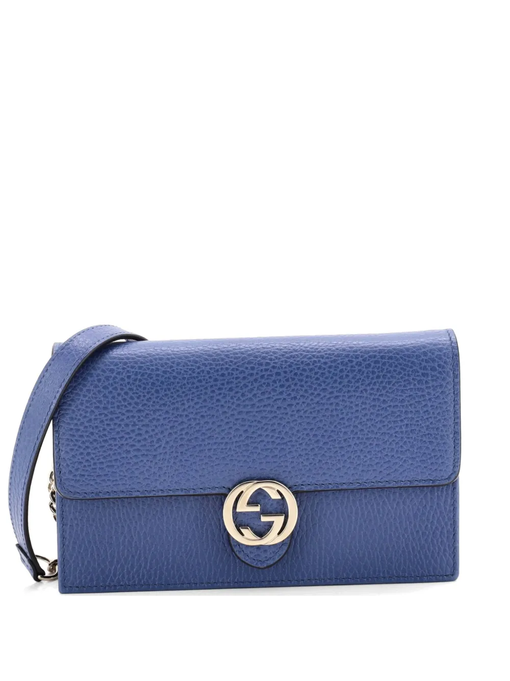 Gucci Pre-Owned Interlocking Wallet on Chain Leather crossbody bag - Blu