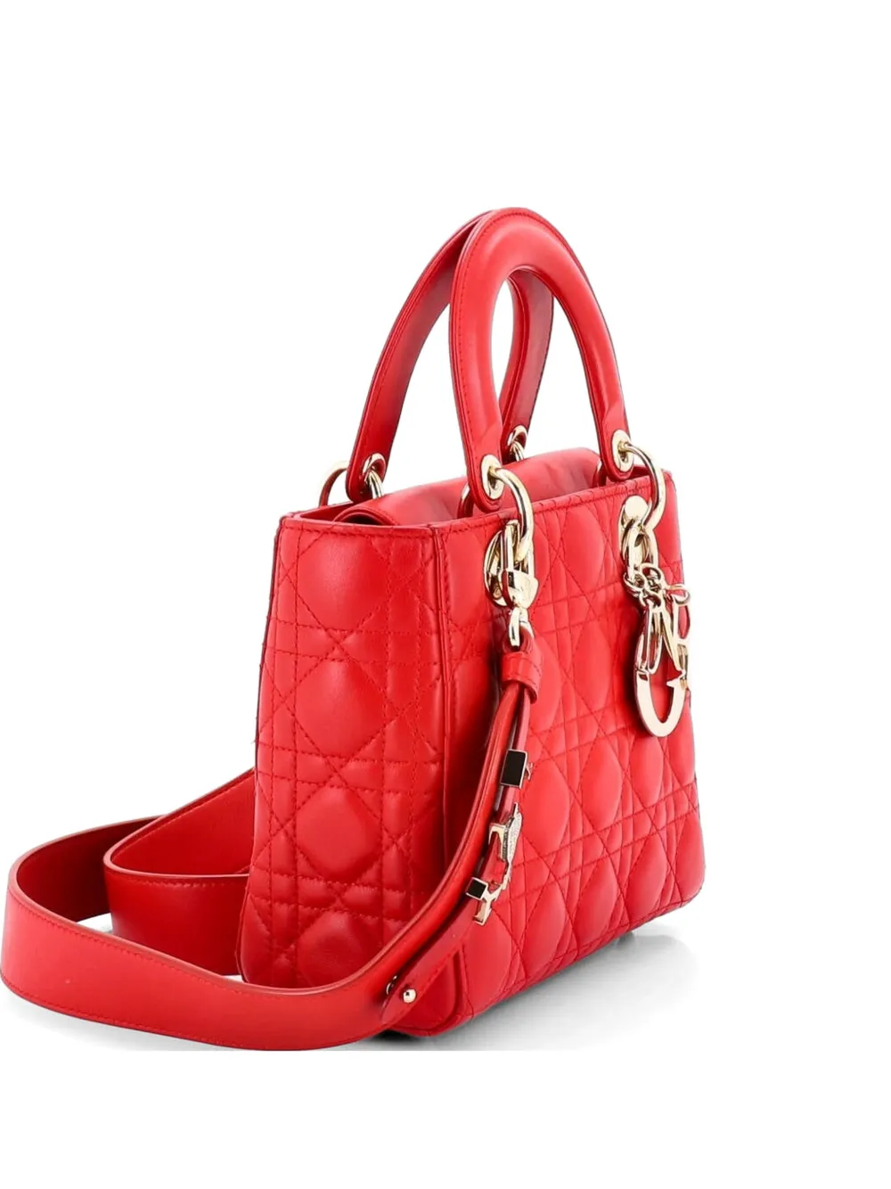Christian Dior Pre-Owned Borsa a tracolla My Lady Dior in pelle di agnello trapuntata con motivo Cannage - Rosso