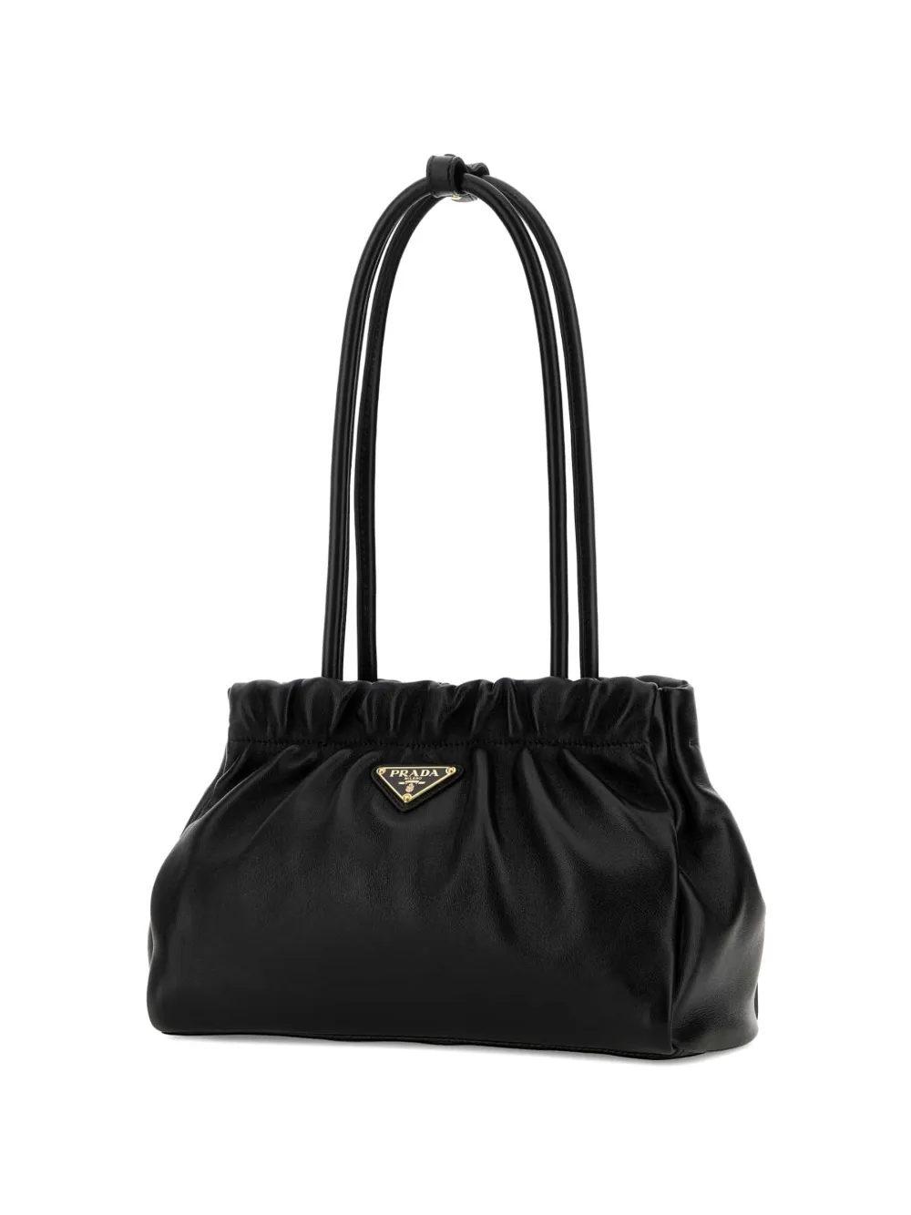 Prada Schoudertas met ruches Zwart
