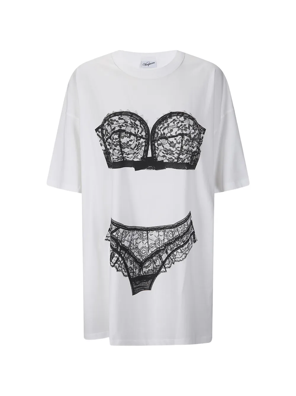 Vaquera trompe l'oeil-print T-shirt - Bianco