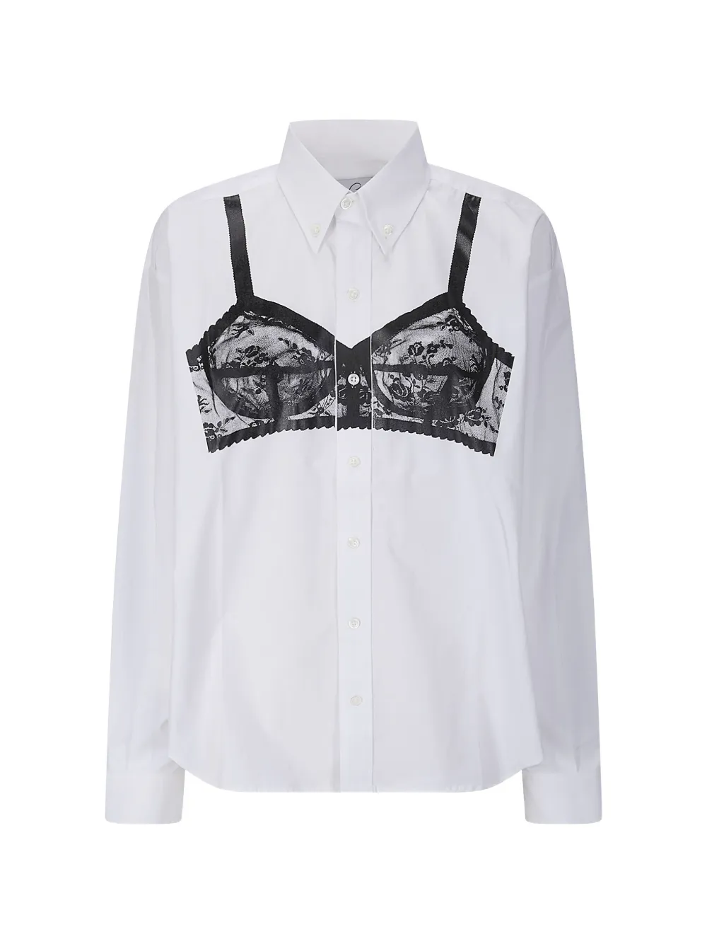 Vaquera bra-print button-down shirt - Bianco