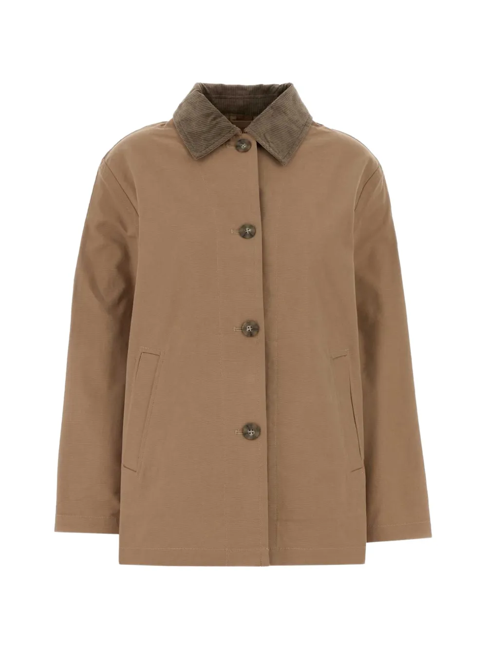 Calvin Klein corduroy collar cotton overcoat - Marrone