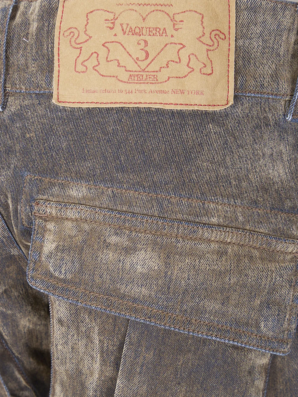  Vaquera Flocked Cargo Jeans - Brown 