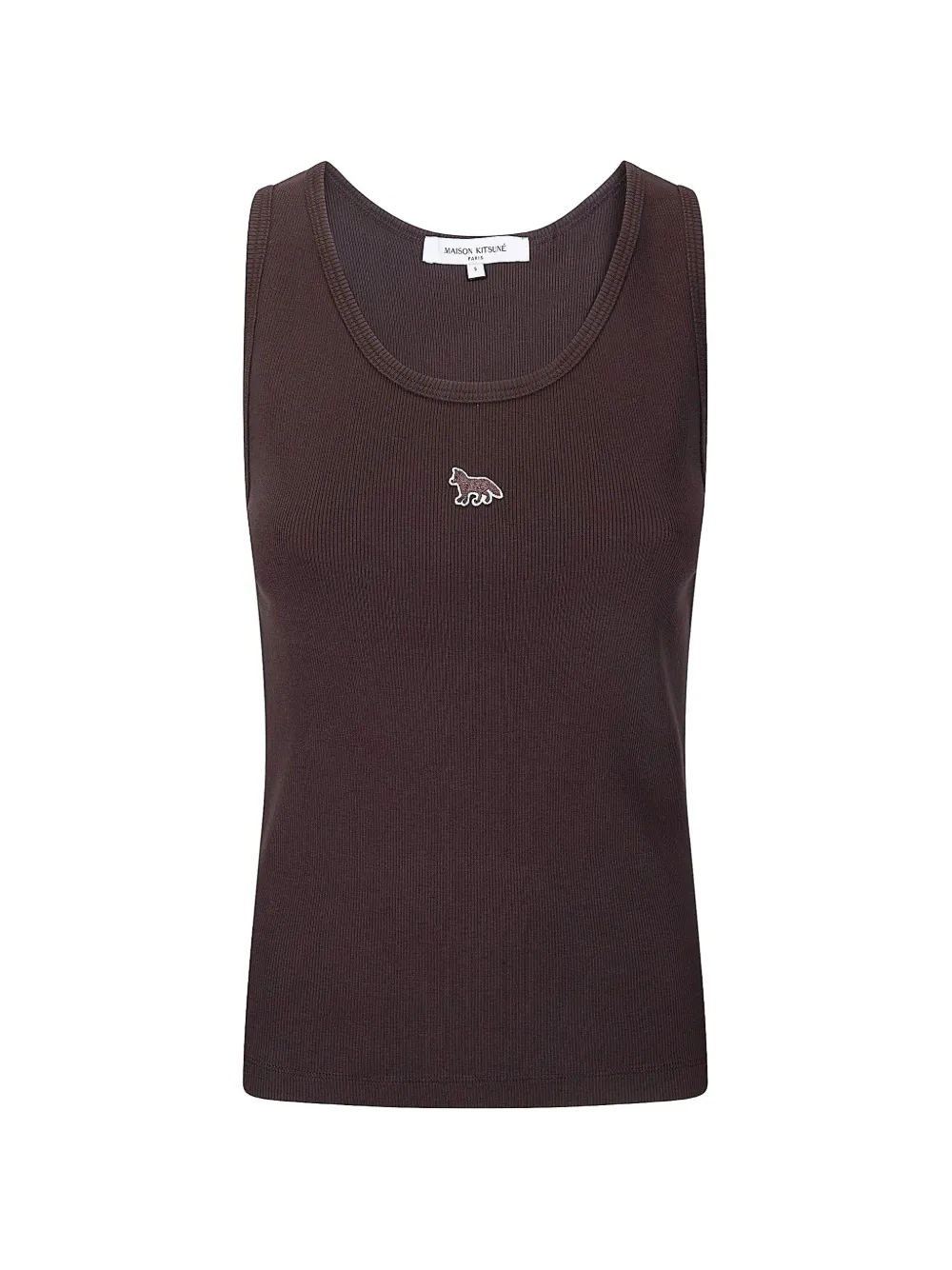 Maison Kitsuné ribbed fox tank top - Marrone