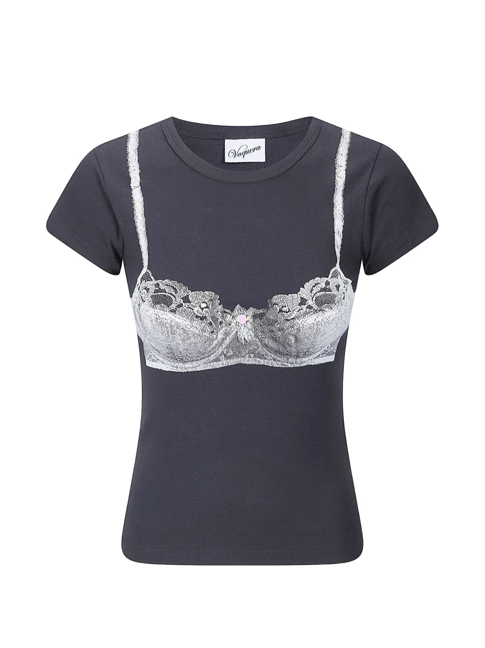 Vaquera bra-print T-shirt - Grigio