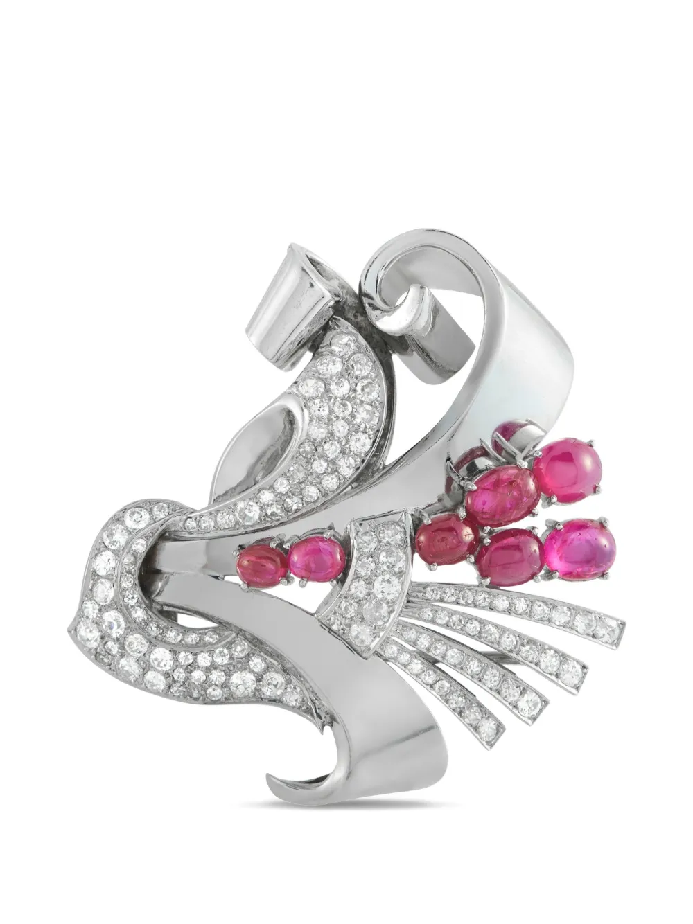 LB Exclusive ruby diamond platinum brooch - Argento