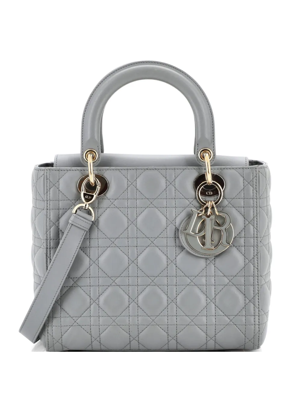Christian Dior Pre-Owned Lady Dior NM Bag Cannage Quilt Lambskin Medium satchel - Grigio
