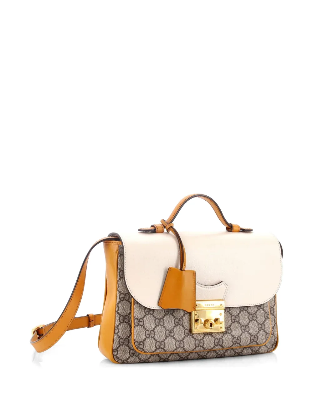 Padlock Front Pocket Flap Gg Coated Canvas And Leather Small Shoulder Bag