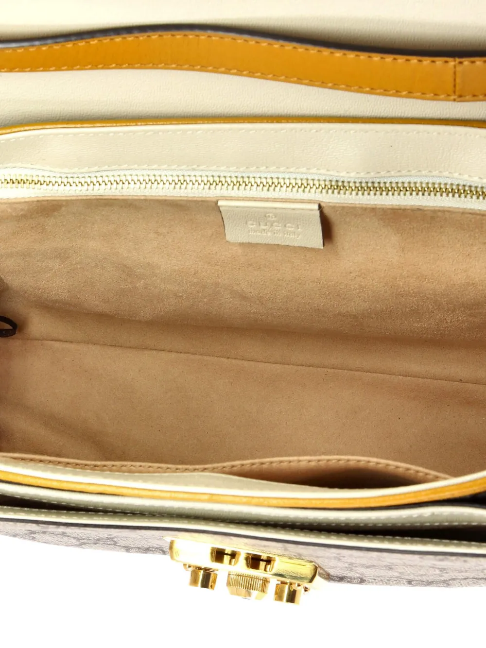Padlock Front Pocket Flap Gg Coated Canvas And Leather Small Shoulder Bag