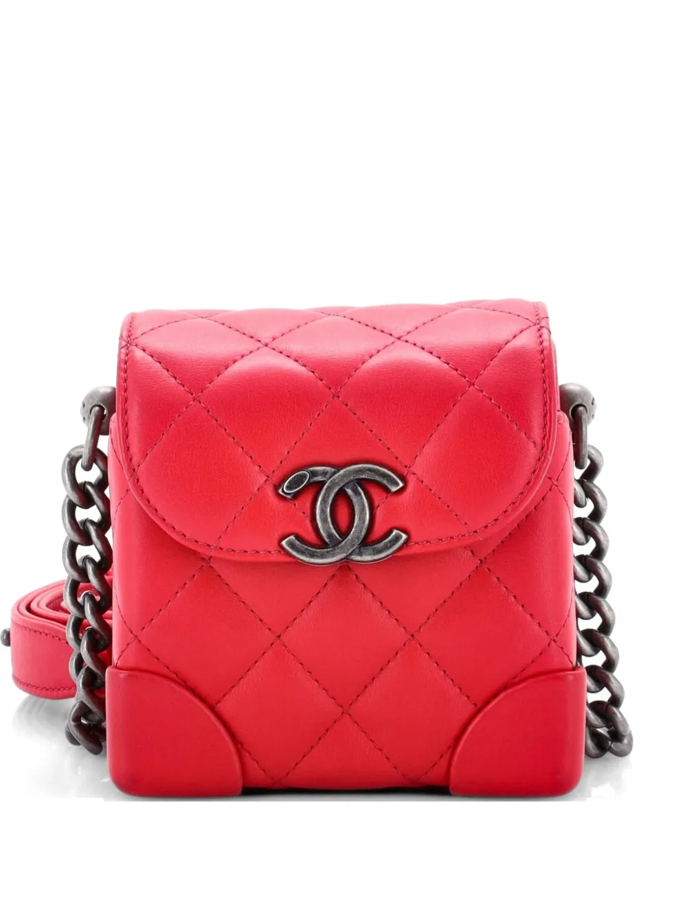 CHANEL Pre-Owned Trunk-Like Quilted Lambskin Mini crossbody bag - Rosso