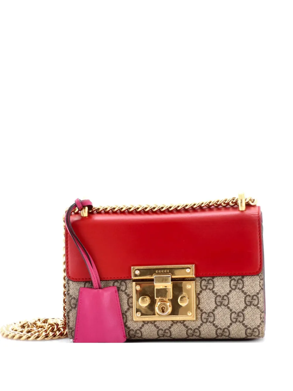 Gucci Pre-Owned Padlock Shoulder Bag GG Coated Canvas and Leather Small crossbody bag - Brown