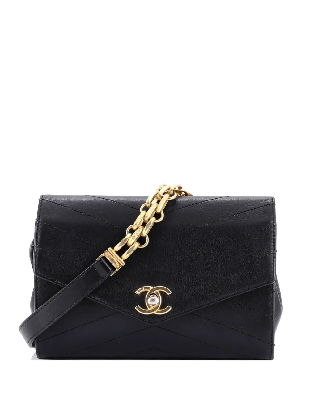 CHANEL Pre-Owned Coco Chevron Waist Bag Stitched Calfskin belt bag - Nero