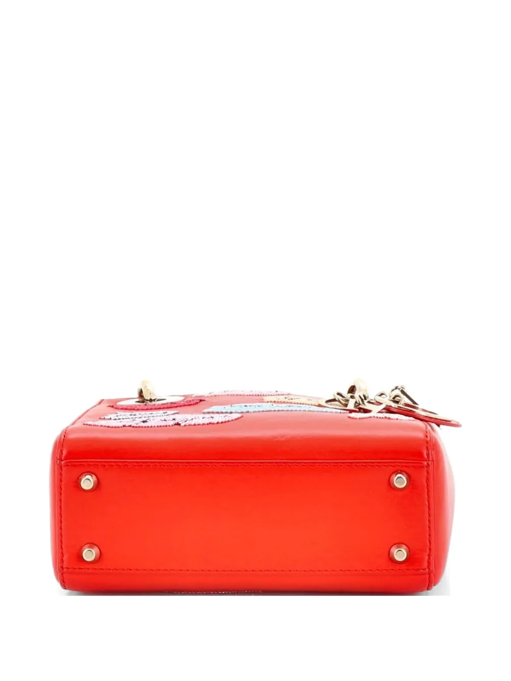 Lady Dior Chain Bag Beaded Leather Mini Shoulder Bag