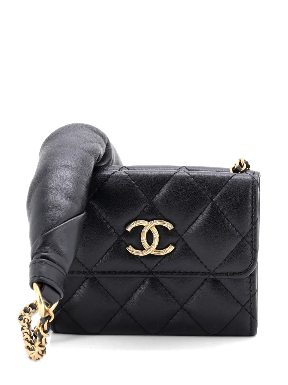 CHANEL Pre-Owned Card Holder with Padded Chain Strap Quilted Lambskin shoulder bag - Nero