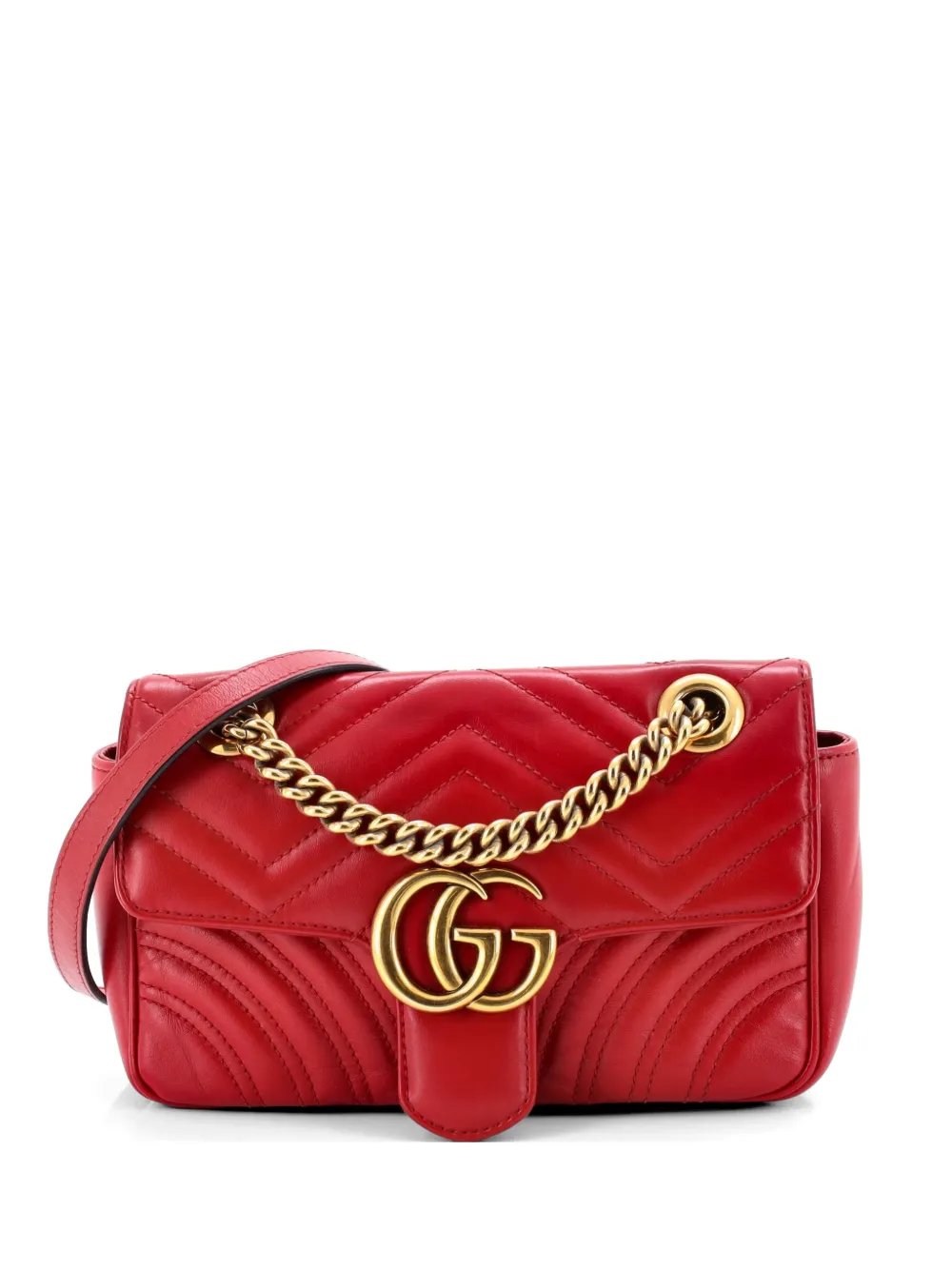 Gucci Pre-Owned GG Marmont Flap Bag Matelasse Leather Mini crossbody bag - Rosso