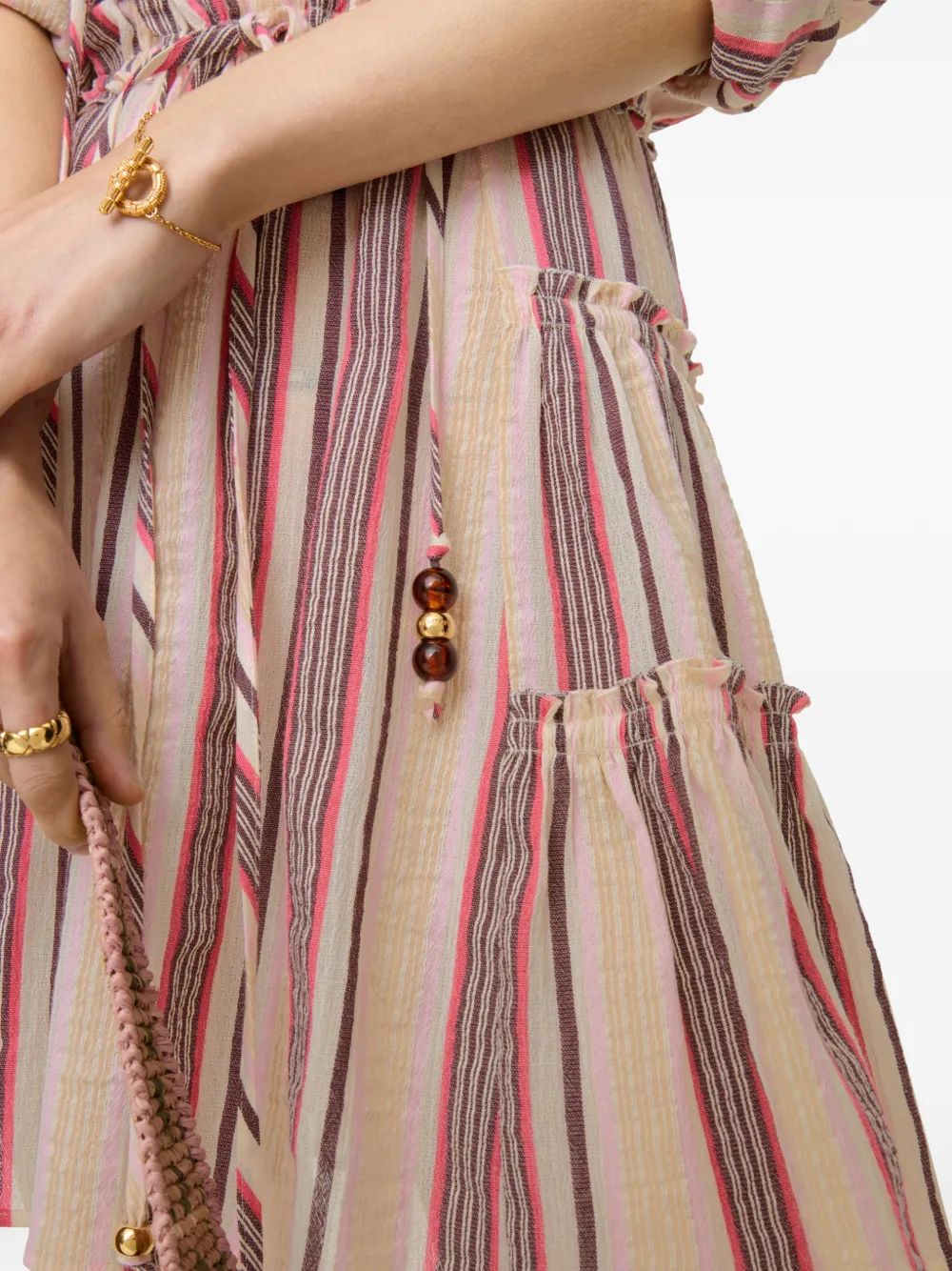 Burberry Gestreepte katoenen voile jurk Beige