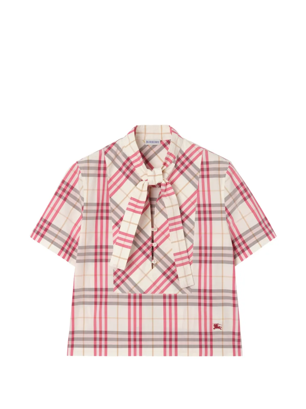 Burberry Camicia crop in cotone con foulard - Toni neutri