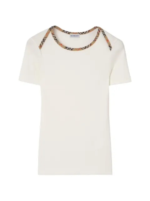 Burberry check trim stretch cotton t-shirt