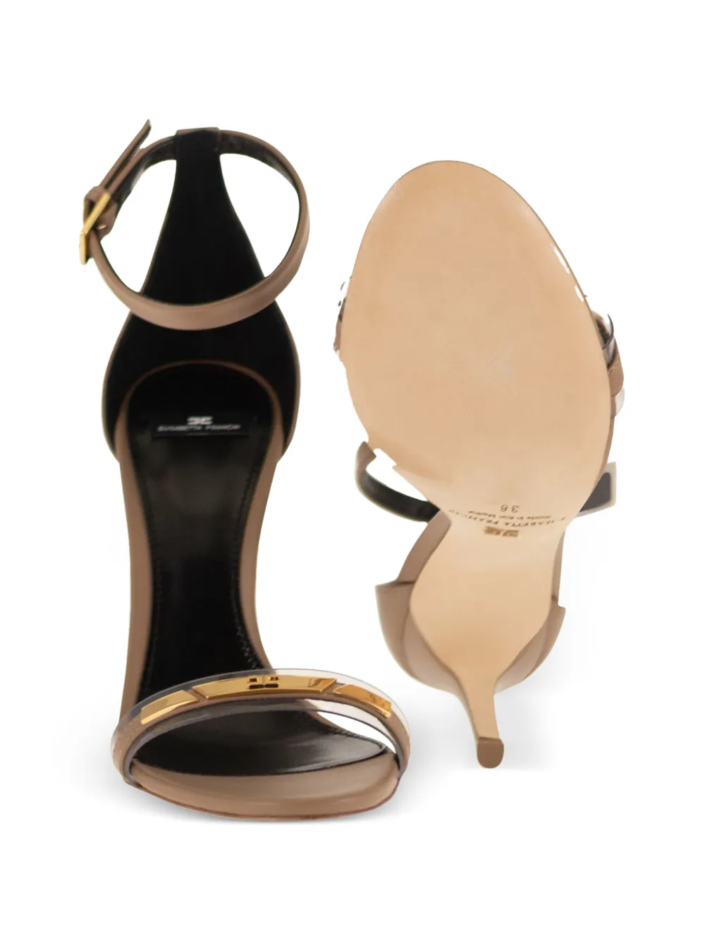 Elisabetta Franchi ankle-strap leather sandals Beige