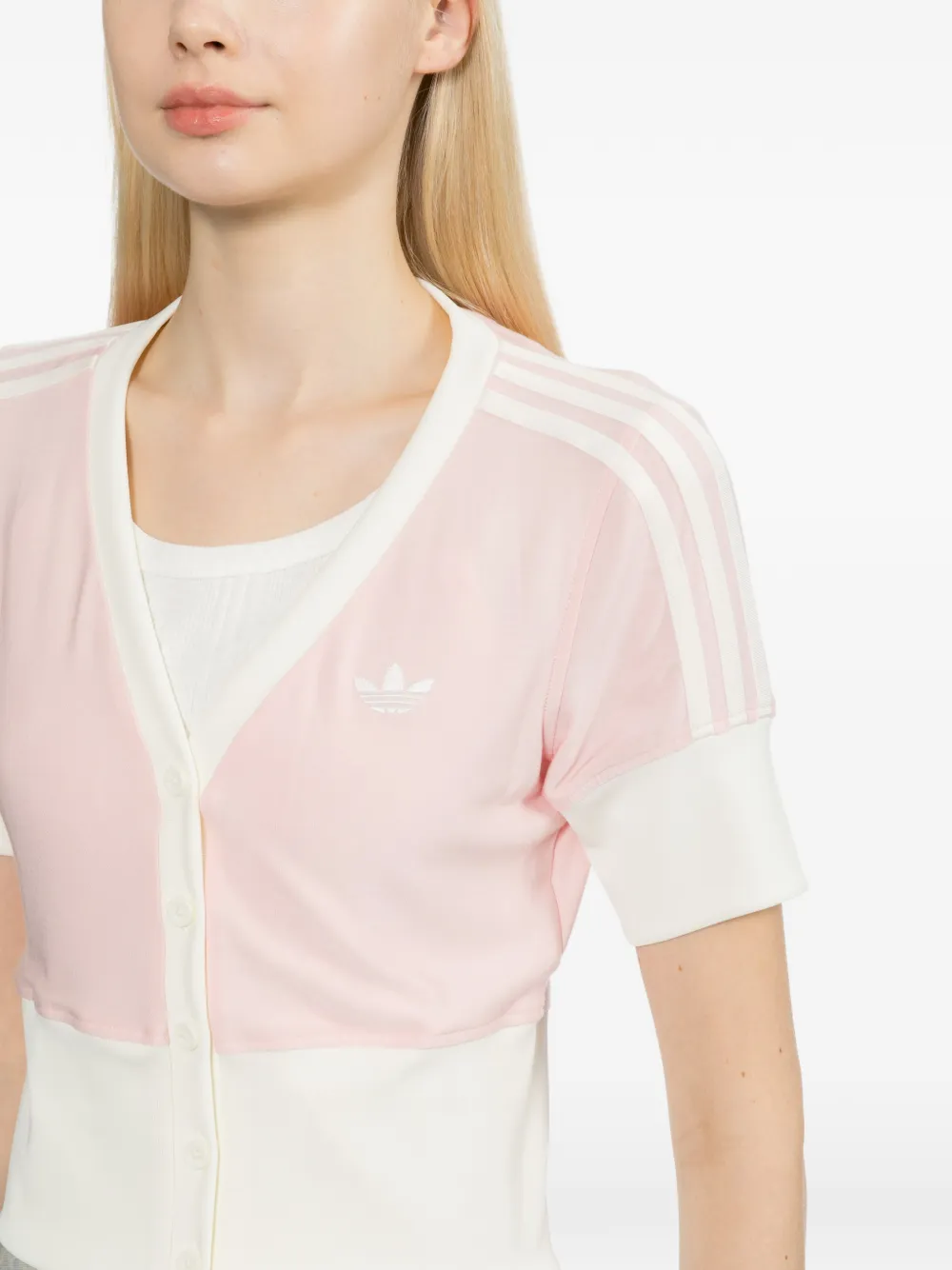 adidas T-shirt met V-hals Roze