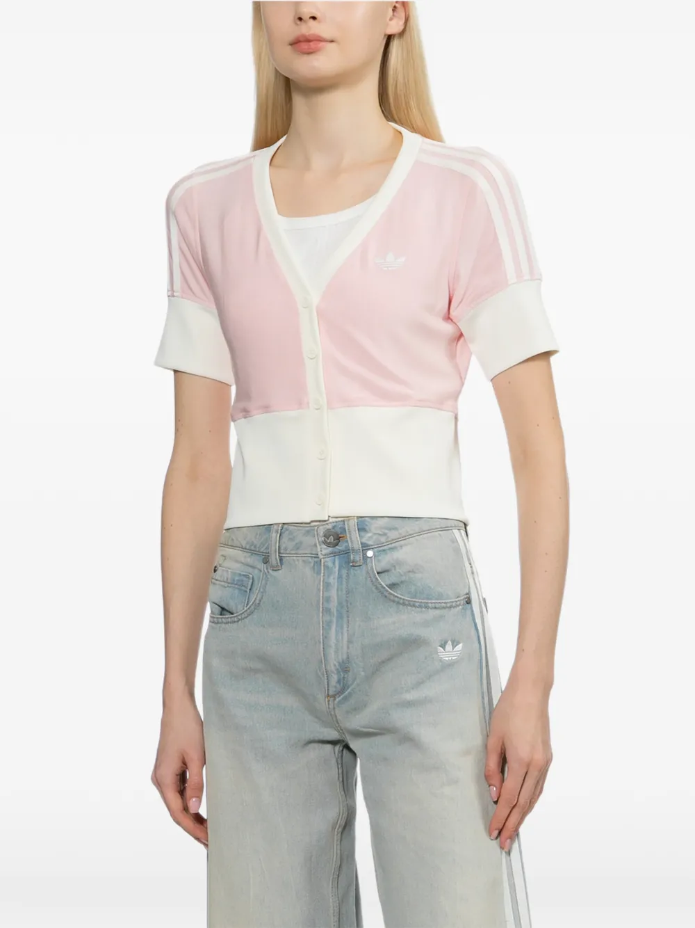adidas T-shirt met V-hals Roze