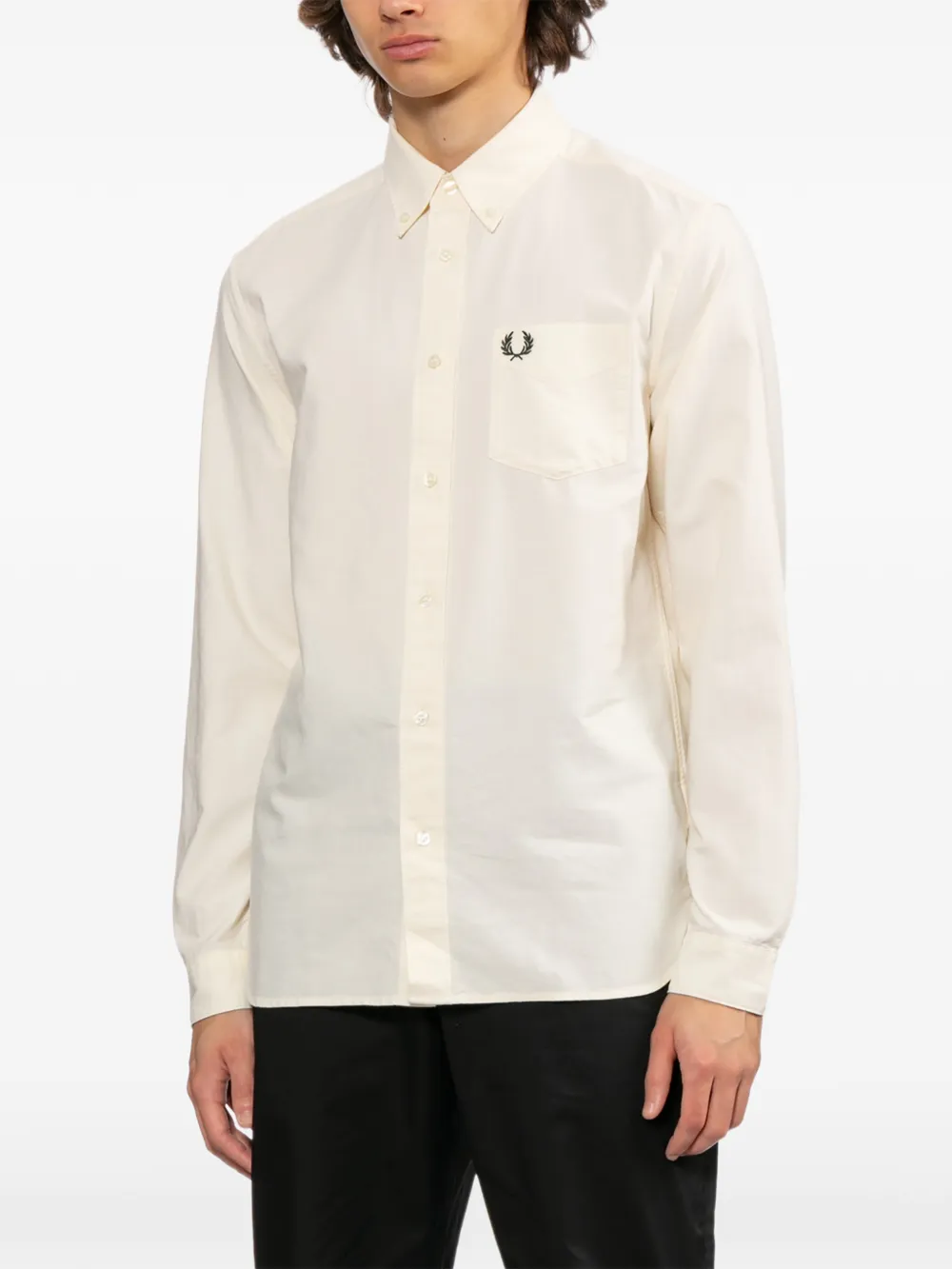  Fred Perry Logo-embroidered Shirt - Neutrals 
