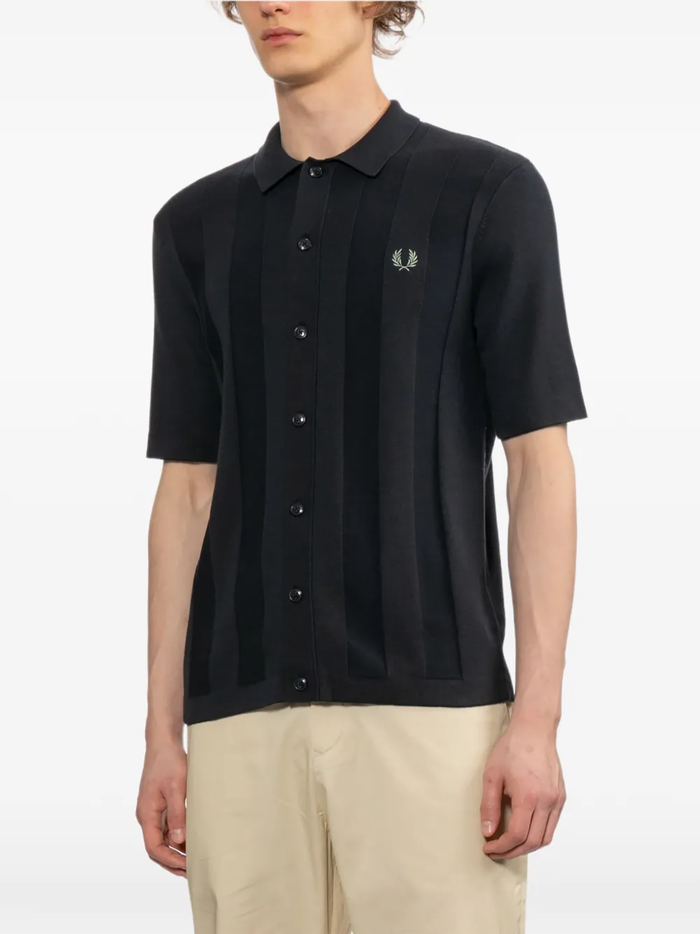 Fred Perry Overhemd met korte mouwen en geborduurd logo Blauw