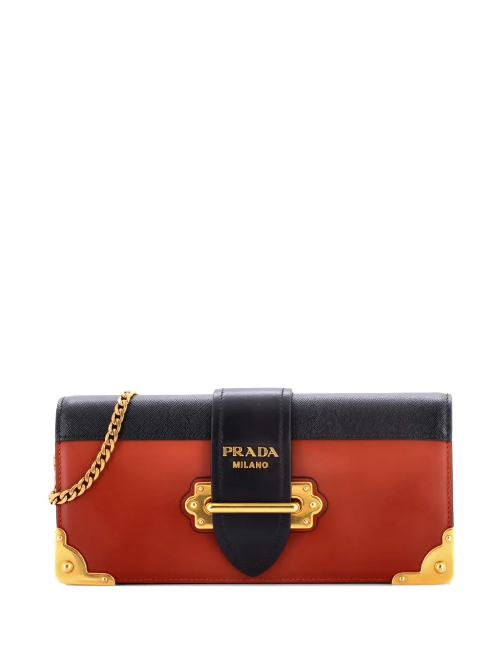 Prada Pre-Owned Clutch Cahier Chain in pelle Saffiano e City Calf - Rosso