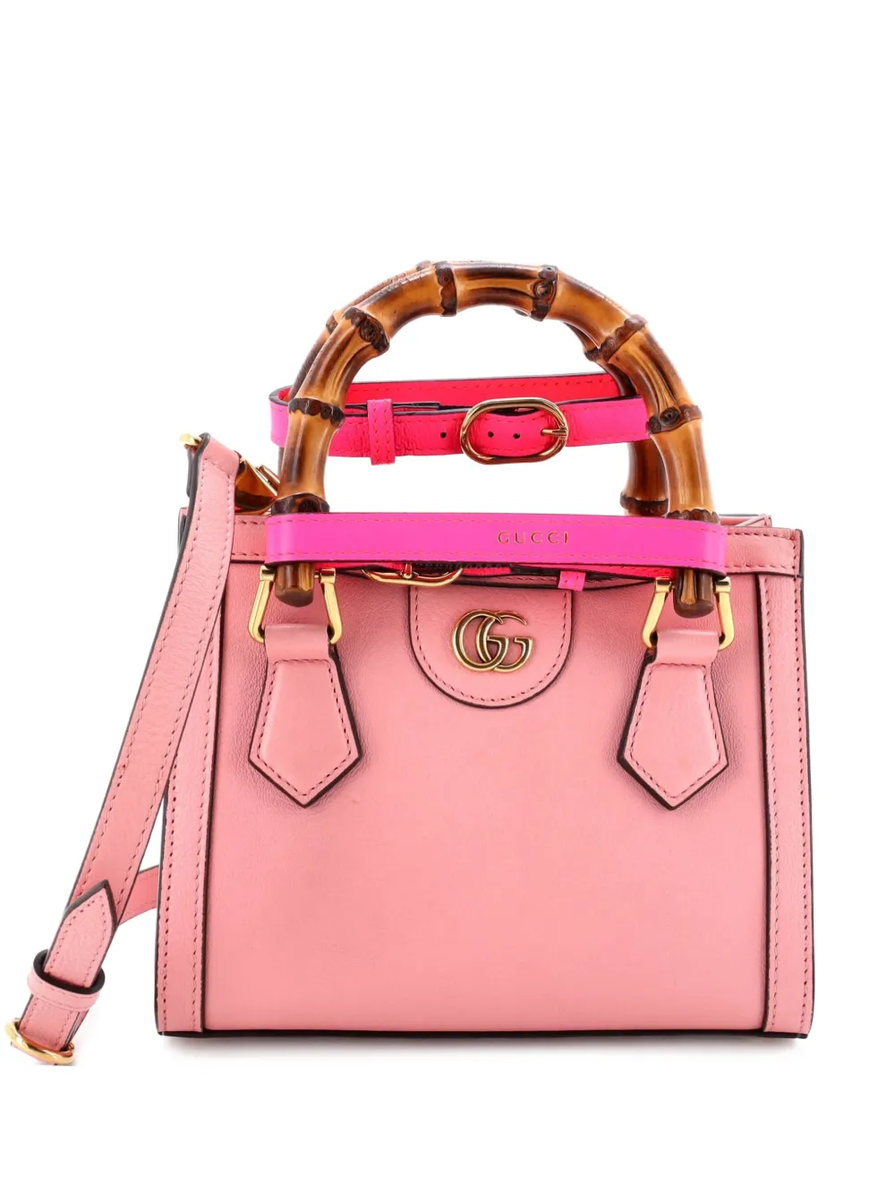 Gucci Pre-Owned Diana NM Bamboo Handle Tote Leather Mini crossbody bag - Rosa
