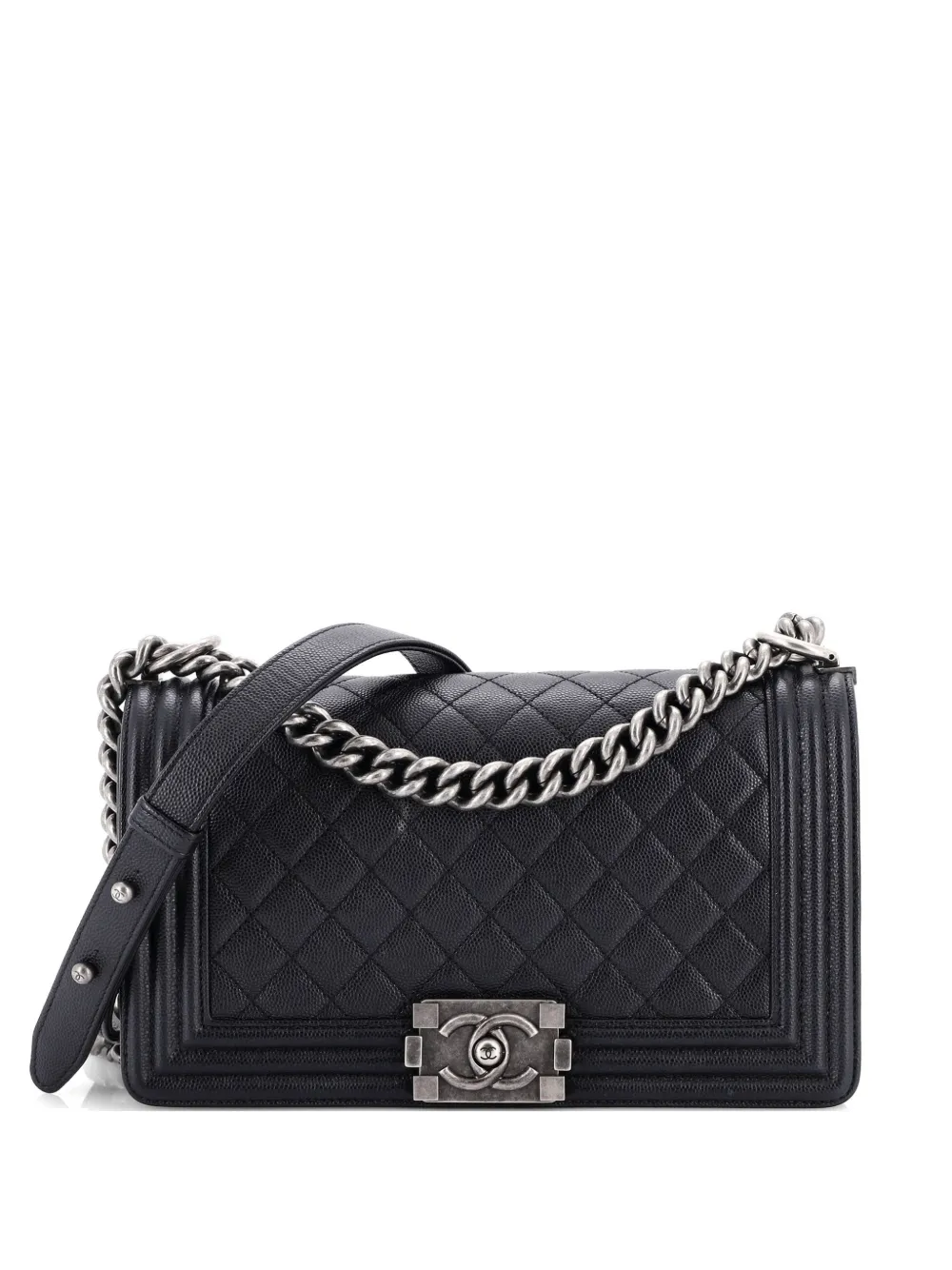 CHANEL Pre-Owned Boy Flap Bag Quilted Caviar Old Medium crossbody bag - Nero