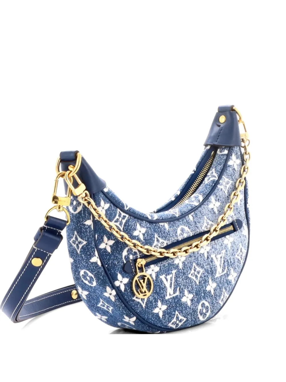 Louis Vuitton Pre-Owned Loop Handbag Monogram Jacquard Denim hobo bag - Blu