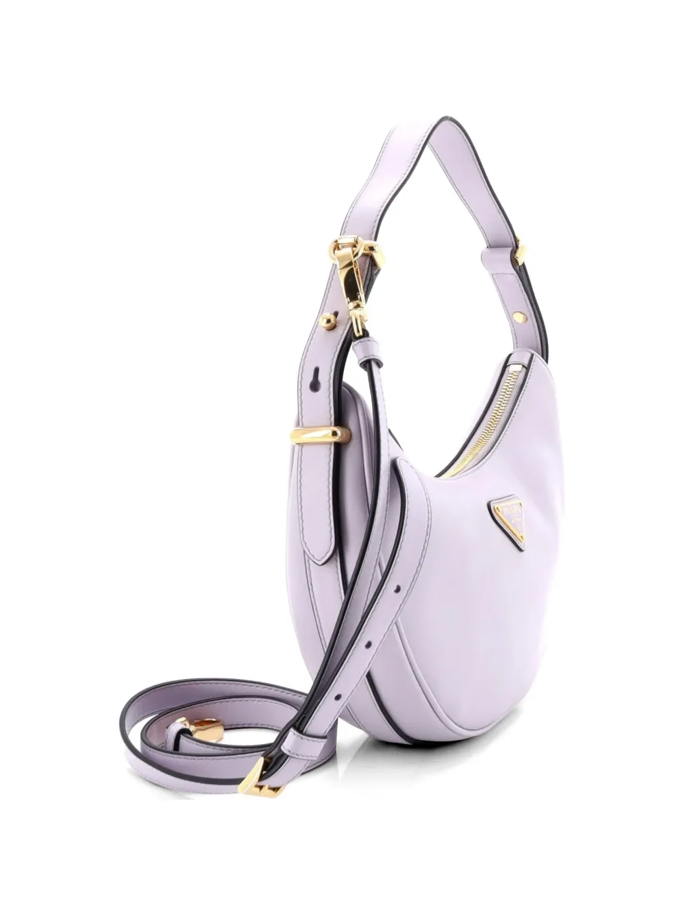  Prada Pre-owned Arque Half Moon Leather Small Hobo Bag - Purple 