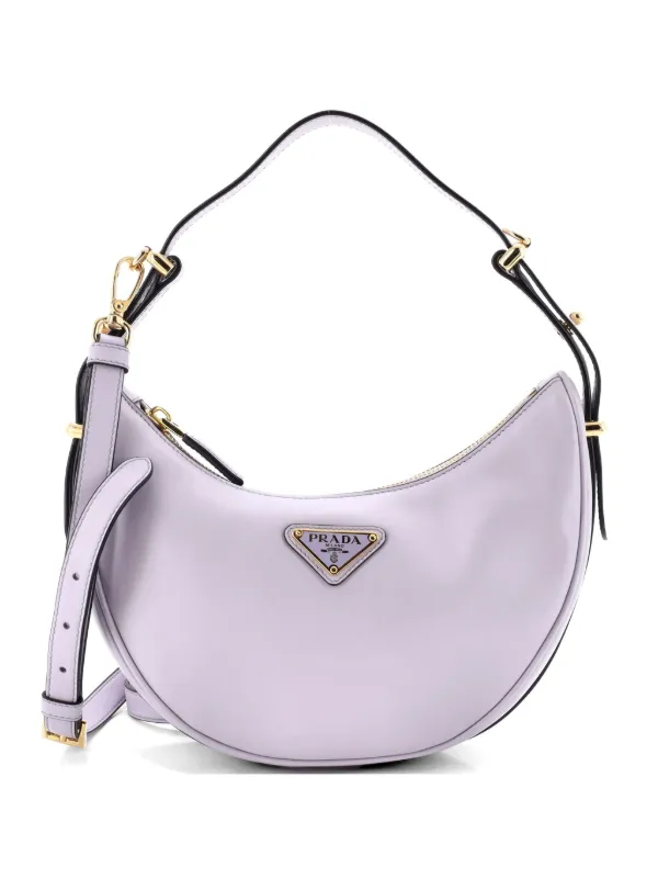 Prada Pre-owned Arque Half Moon Leather Small Hobo Bag in Purple