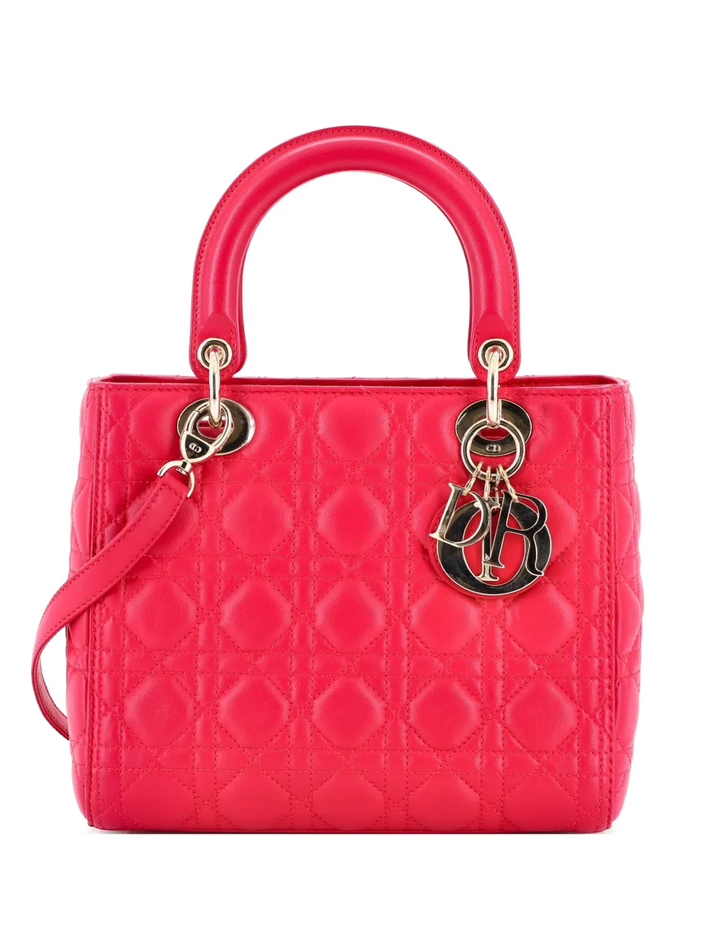 Christian Dior Pre-Owned Lady Dior Bag Cannage Quilt Lambskin Medium satchel - Rosa