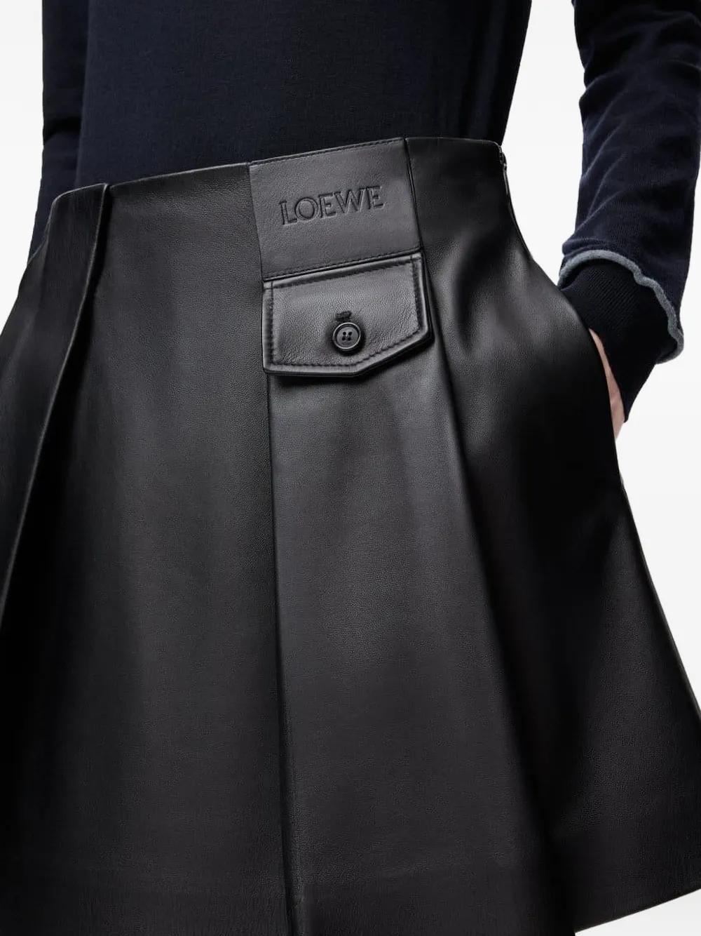 LOEWE Mini-rok met plooien en zak Zwart